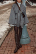 Mixiedress Open Front Pocketed Splice Coat with Belt