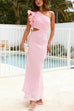 Mixiedress Frill One Shoulder Cut Out Waist Maxi Dress