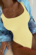 Mixiedress Low Back High Cut Crinkle One Piece Swimsuit