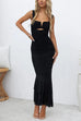 Mixiedress Sleeveless Cut Out Ruched Ruffle Bodycon Maxi Dress