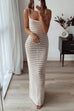 Mixiedress Hollow Out Crochet Beach Cover Up Maxi Cami Dress