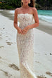 Mixiedress Strapless Lace Hollow Out Bodycon Maxi Dress