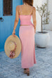 Mixiedress Spaghetti Strap Cut Out Waist Splice Maxi Dress