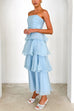 Mixiedress Strapless Empire Waist Ruffle Layered Maxi Dress