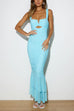 Mixiedress Sleeveless Cut Out Ruched Ruffle Bodycon Maxi Dress