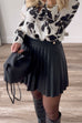 Mixiedress Buttons Faux Leather Pleated Mini Skirt