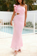 Mixiedress Frill One Shoulder Cut Out Waist Maxi Dress