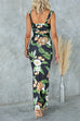 Mixiedress Ruched Floral Print Bodycon Maxi Cami Dress