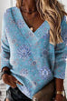 Mixiedress V Neck Long Sleeves Unique Print Top