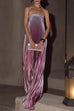 Mixiedress Strapless Tube Gradient Ombre Satin Maxi Party Dress