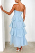 Mixiedress Strapless Empire Waist Ruffle Layered Maxi Dress