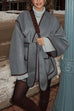 Mixiedress Open Front Pocketed Splice Coat with Belt