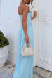 Mixiedress Strapless V Neck Corset Pleated Maxi Dress
