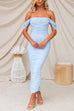 Mixiedress Off Shoulder Ruched Bodycon Maxi Party Dress