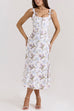 Mixiedress Bow Shoulder Back Lace-up Floral Print Midi Cami Dress