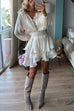 Mixiedress Lantern Long Sleeves Waisted Ruffle Mini Dress