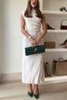 Mixiedress Mockneck Sleeveless Side Ruched Midi Dress