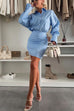 Mixiedress Long Sleeves Button Up Striped Mini Shirt Dress