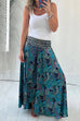 Mixiedress Elastic Waist Wide Leg Palazzo Printed Casual Pants