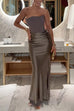 Mixiedress Strapless Patchwork Satin Bodycon Maxi Party Dress