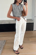 Mixiedress Crewneck Sleeveless Button Down Knitting Top