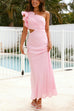 Mixiedress Frill One Shoulder Cut Out Waist Maxi Dress