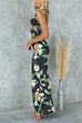Mixiedress Ruched Floral Print Bodycon Maxi Cami Dress