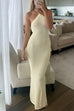 Mixiedress Halter Open Back Hollow Out Knit Bodycon Maxi Dress