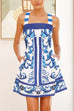 Mixiedress Back Criss Cross Sleeveless Printed Mini Dress