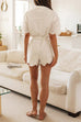 Mixiedress Button Up Tie Waist Crochet Lace Romper