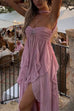 Mixiedress Sleeveless Open Back High Slit Ruffle Maxi Dress