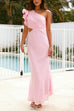 Mixiedress Frill One Shoulder Cut Out Waist Maxi Dress
