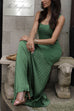 U Neck Sleeveless Pleated Splice Maxi Dress