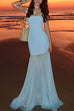 Mixiedress Strapless Mesh Splice Bodycon Maxi Dress