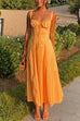 Mixiedress Drawstring Neck Slit Bustier Midi Cami Dress