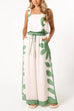 Mixiedress Printed Square Collar Crop Tank Top Drawstring Waist Wide Leg Pants Set