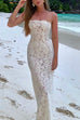 Mixiedress Strapless Lace Hollow Out Bodycon Maxi Dress
