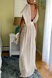V Neck Twist Front Backless Cut Out Beach Cover Up Maxi Dress