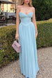 Mixiedress Strapless V Neck Corset Pleated Maxi Dress