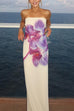 Mixiedress Elegant Strapless Floral Print Maxi Dress