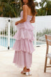 Mixiedress Strapless Empire Waist Ruffle Layered Maxi Dress