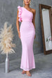 Mixiedress Frill One Shoulder Cut Out Bodycon Maxi Dress