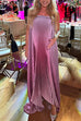 Mixiedress Strapless Tube Gradient Ombre Satin Maxi Party Dress
