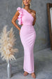 Mixiedress Frill One Shoulder Cut Out Bodycon Maxi Dress