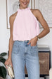 Mixiedress Floral Round Neck Sleeveless Cute Summer Top