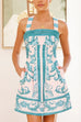 Mixiedress Back Criss Cross Sleeveless Printed Mini Dress