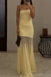 Mixiedress Strapless Tube Flare Mesh Maxi Party Dress