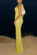 Mixiedress Round Neck Sleeveless Bodycon Glitter Maxi Party Dress