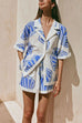 Mixiedress V Neck Short Sleeves Shirt and Drawstring Waist Shorts Seashell Print Set