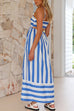 Mixiedress Back Cut Out High Waist Striped Maxi Cami Dress